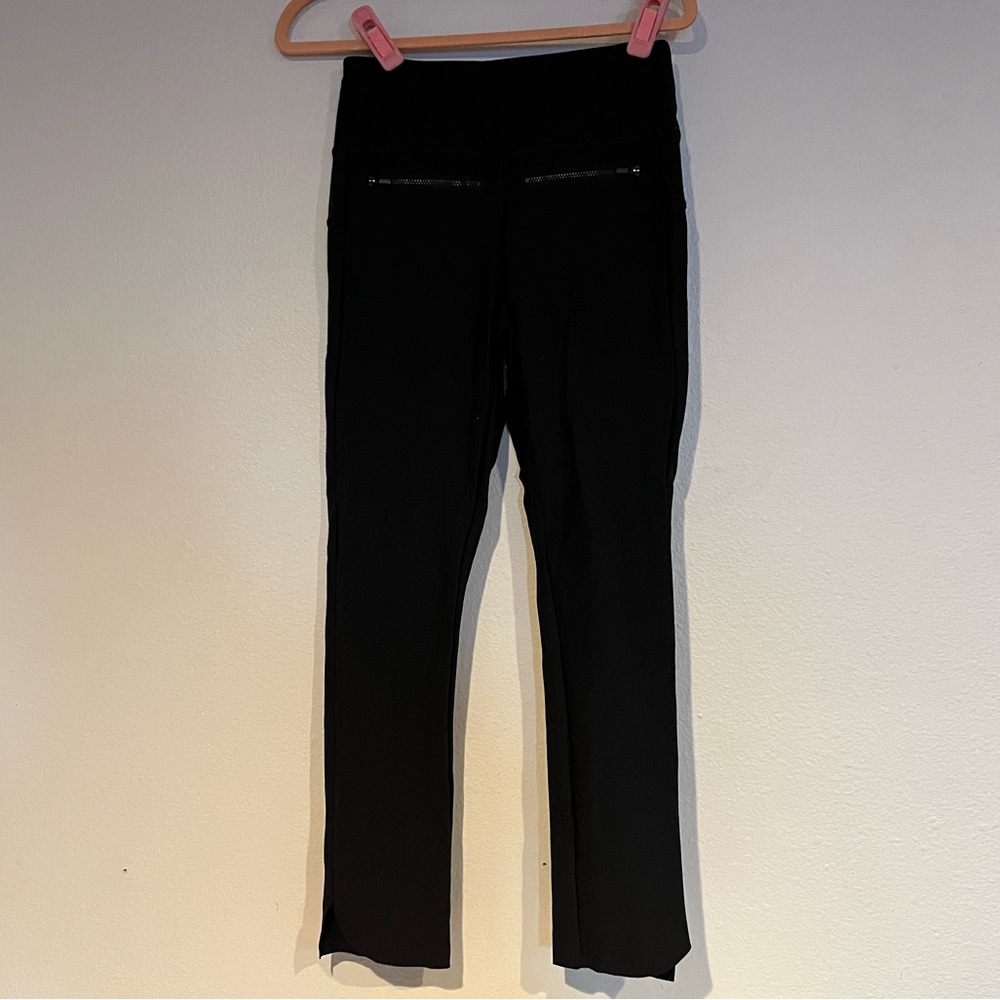 Black Athleta Stellar Crop Front Zip Pocket Leggings